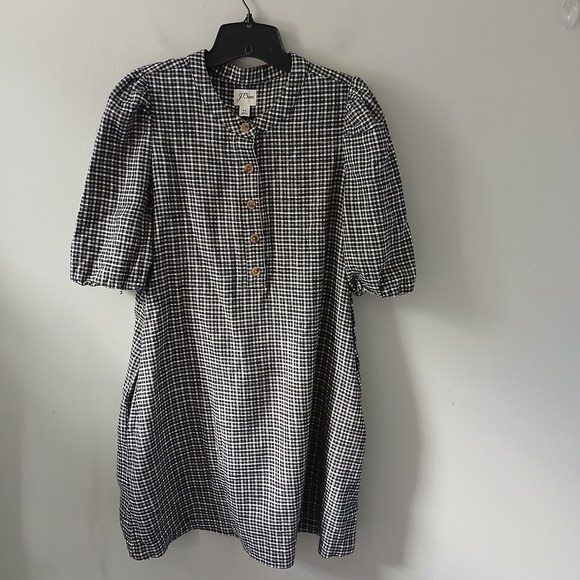 J.Crew Women's Size Xs Small Dress Flannel Checkered Puff Sleeve Pockets Buttons - Picture 1 of 15